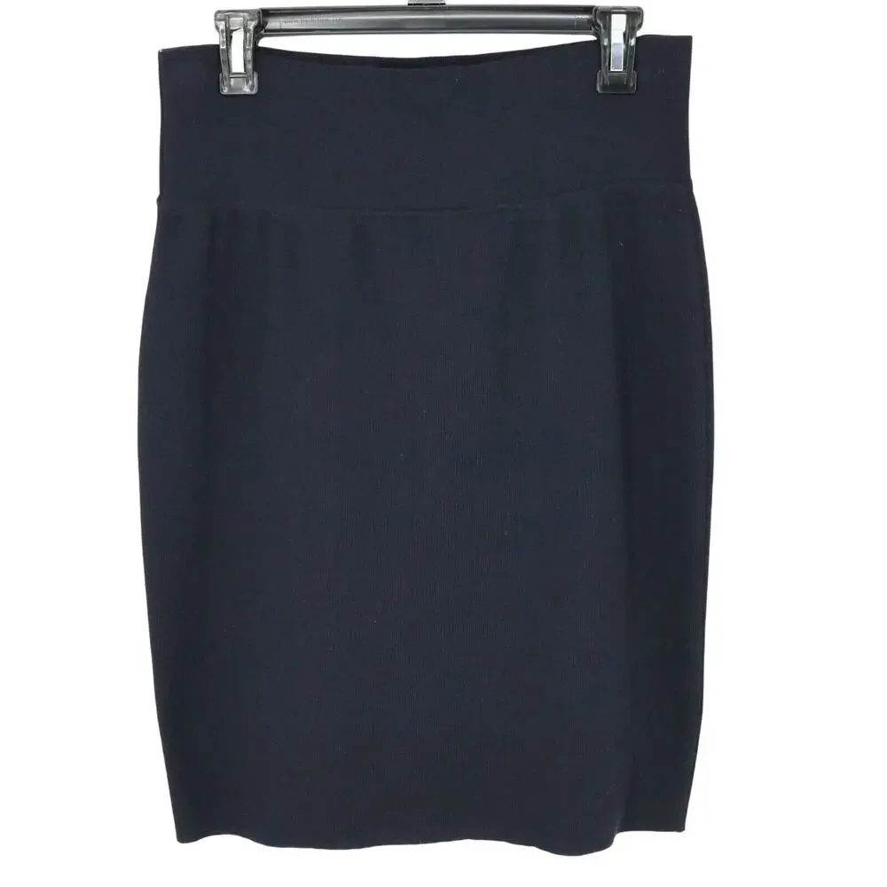 Laurel Escada Sweater Skirt Womens 8 US 40 EU Navy Blue Wool Knit Pull On Vtg